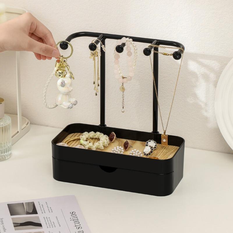 Double Layer Jewelry Storage Rack, 1 Count Jewelry Organizer, Jewelry Display Rack, Home Organizer for Jewelry, Necklace, Ring, Earrings, Room Accessories, Home Decor, 2024 Storage Organizer