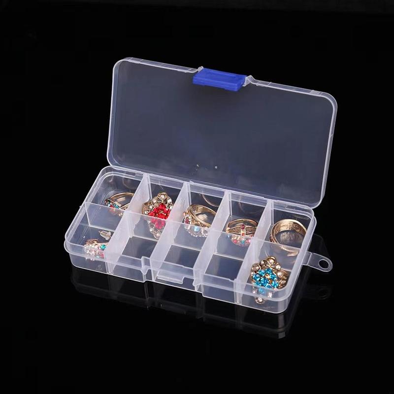 Clear Storage Box with Adjustable Dividers, 1 Count Jewelry Storage Box for Beads Earrings Necklaces Rings, Plastic Portable Organizer for Home Office