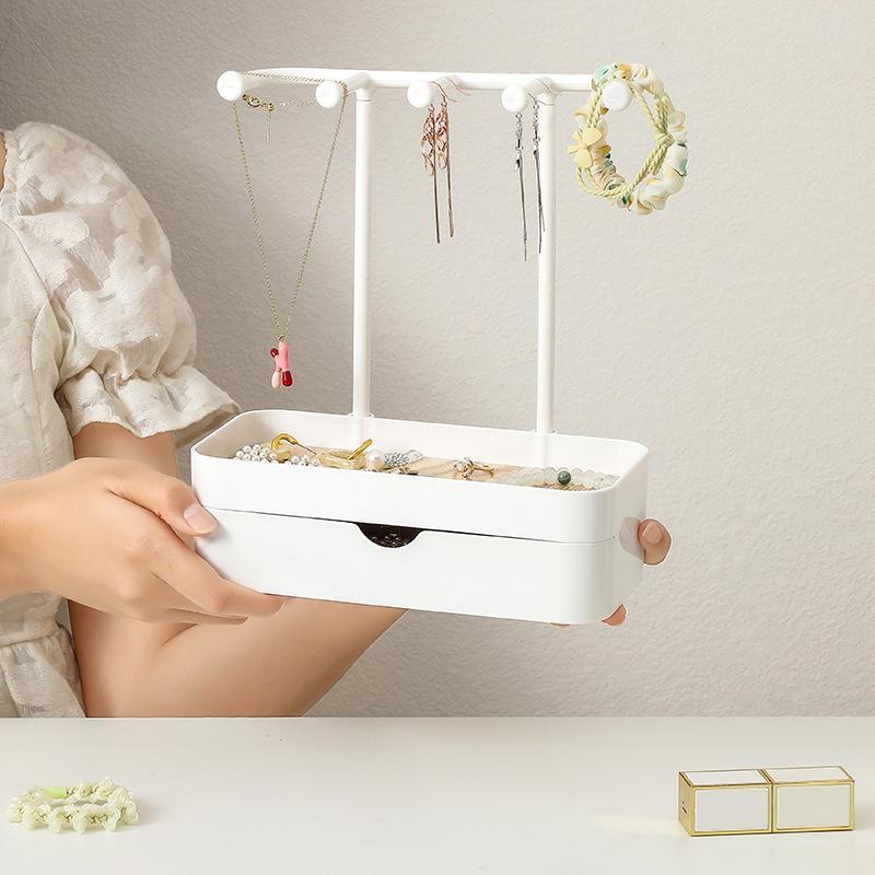 Double Layer Jewelry Storage Rack, 1 Count Jewelry Organizer, Jewelry Display Rack, Home Organizer for Jewelry, Necklace, Ring, Earrings, Room Accessories, Home Decor, 2024 Storage Organizer