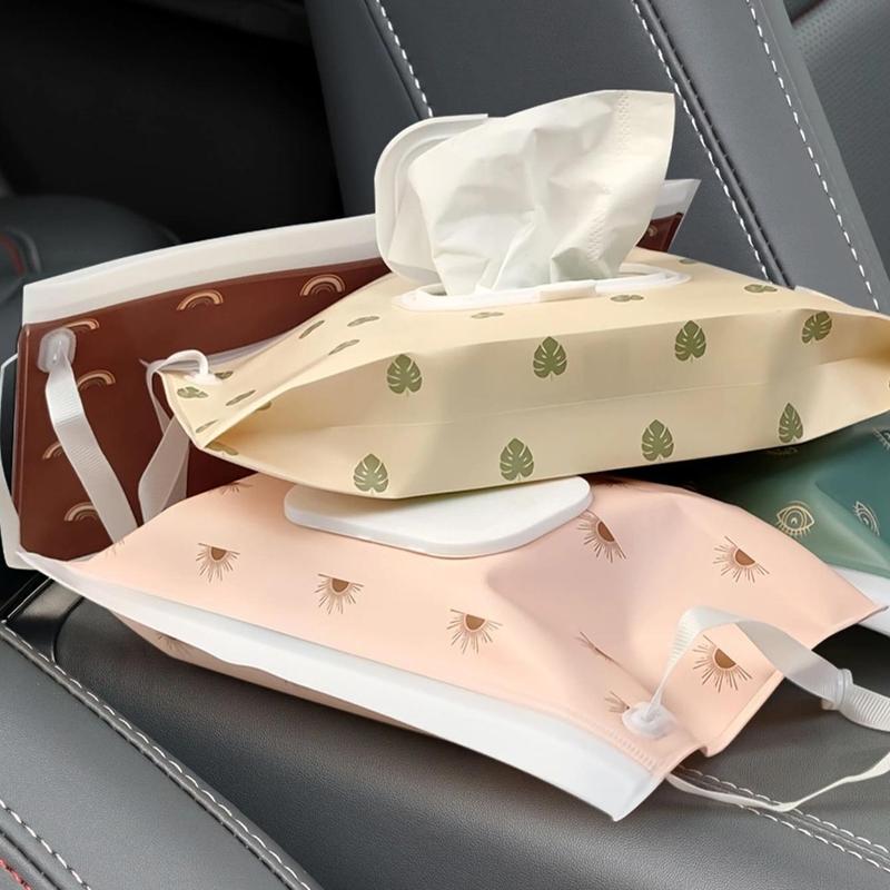 Portable Wet Tissue Storage Bag, 4 Counts Reusable Hanging Wet Tissue Bag, Storage Bag for Home Living Room Bedroom Car