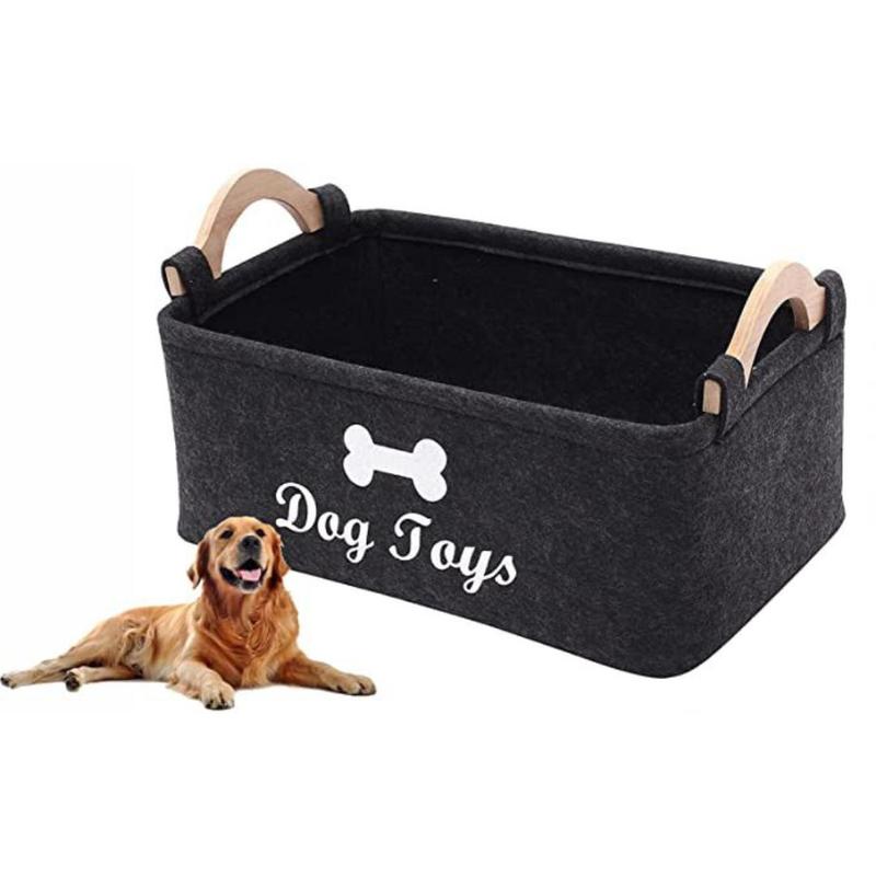 Felt Pet Toy Storage Basket, 1 Count Portable Foldable Pet Toy Storage Box, Multi-purpose Large Capacity Pet Toy Organizer, Home Organizers