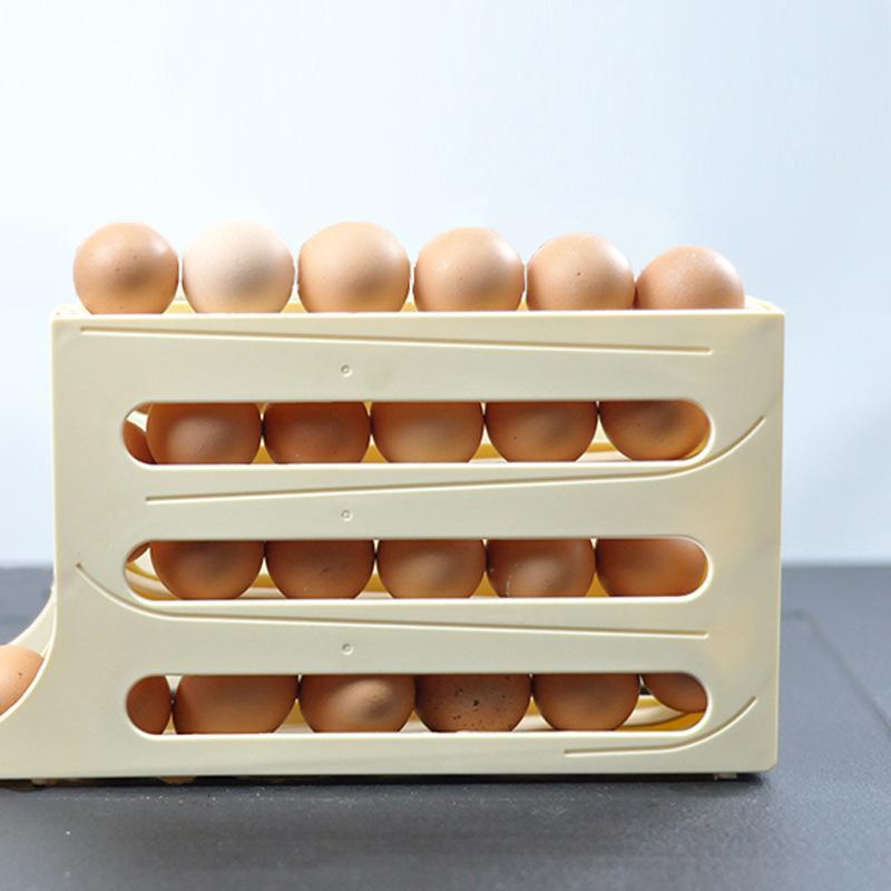 Refrigerator Egg Storage Box, 1 Count Space Saving Automatic Egg Rolling Rack Fridge Storage Boxes, Large Capacity Refrigerator Egg Holder for Home Kitchen Dormitory Dining Room, Kitchen Gadgets, Kitchen Accessories, Fall Decor