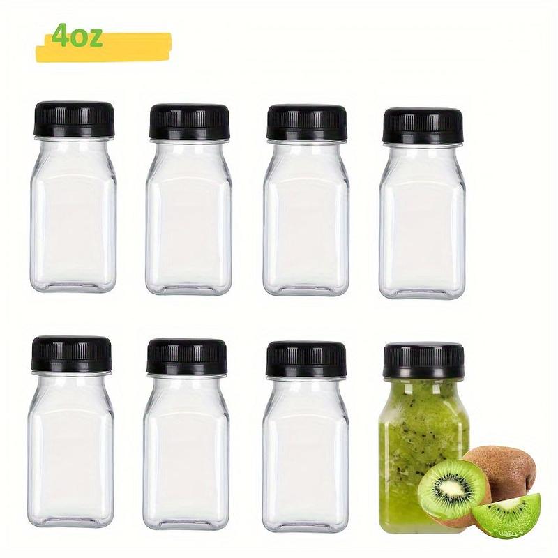 4oz Clear Juice Bottle, 8 16pcs Reusable Juice Bottle with Lid, Leak Proof Juice Container for Home Kitchen Outdoor Travel