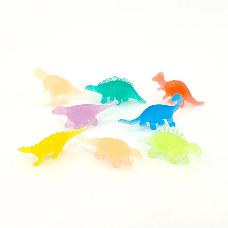 Random Color Luminous Dinosaur Decoration, 25pcs set Mini Dinosaur Ornament for Micro Landscape Decor, Party Gift, Birthday Cake Decoration