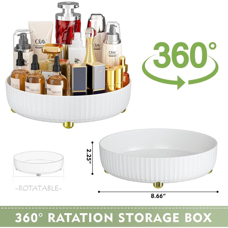 Bathroom Organizers and Storage,Rotating Makeup Organizer Tray for Perfume,Skincare,Cosmetics and Bathroom Storage,Lazy Susan Organizer,White