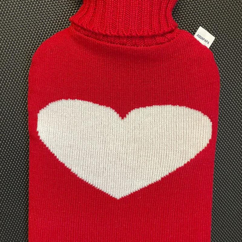 Hot Water Bottle Large Classic Non Toxic Natural Rubber Bag with Heart Red Knit Cover, 2L Pain Relief from Sore Muscle Cramps Injuries Back Pain Warm Cold Therapy, 1 2 Gallon