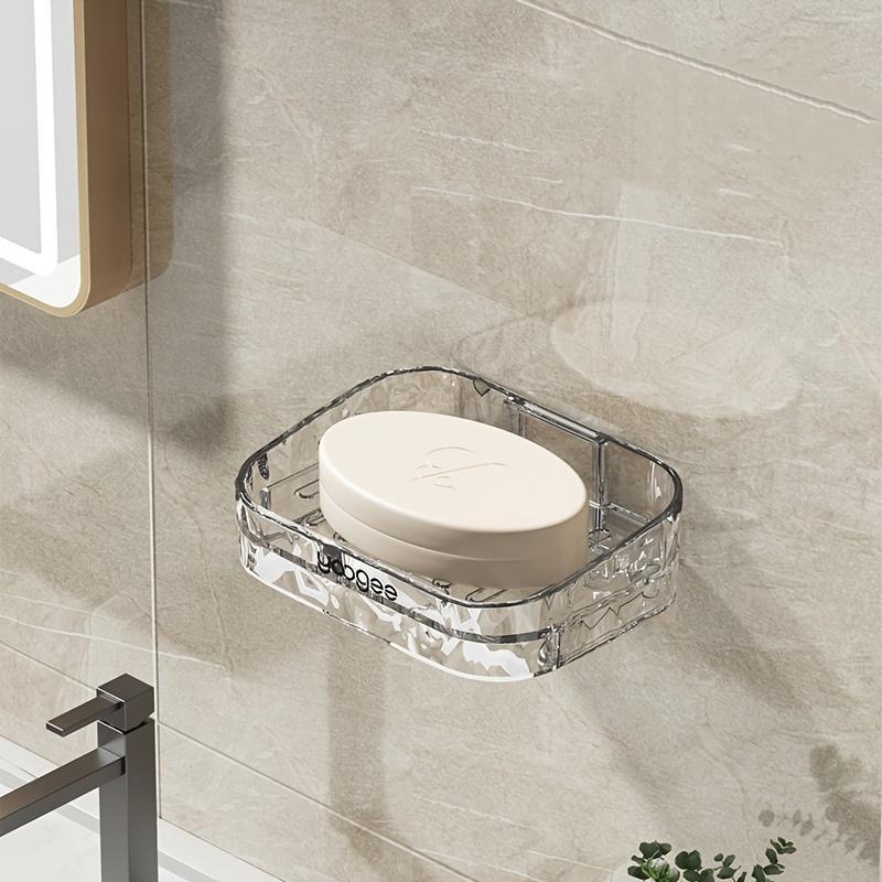 Clear Wall Mounted Soap Dish with Drain Cover, 1 Count Soap Bar Holder, Soap Bar Storage Container for Bathroom & Shower