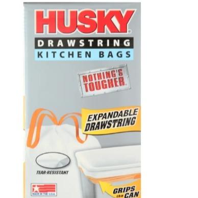 Husky Tall Kitchen White Trash Bags, 13 Gallon, 120 Bags (Expandable Drawstring, 20% PCR)