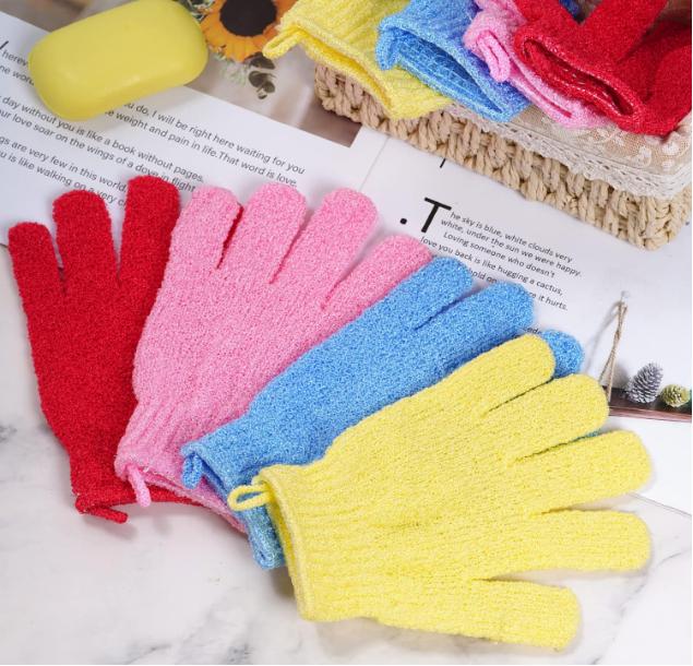 4 Pairs Bath Exfoliating Gloves Scrub, Double Sided Bath Mitts Scrubs for Shower, Exfoliating Shower Mitt Body Scrubber Glove