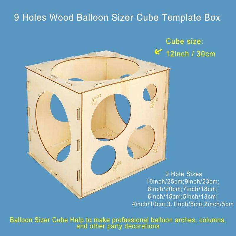 9 Sizes Collapsible  Balloon Sizer Cube Box for Balloon Decorations, Balloon Arches, Balloon Columns (2-10 Inch)