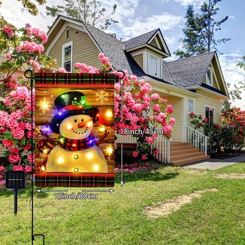 Solar Powered Snowman Christmas Tree Truck Design Garden Flag Decoration, 1 Count Solar Powered Flag Light without Stand, Outdoor Decorative Light for Garden, Yard, Lawn