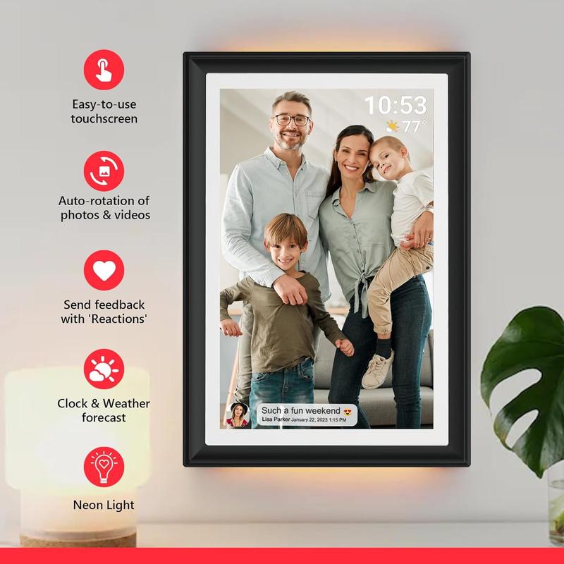 [Black Friday] Christmas Gift 32GB FRAMEO 10.1 Inch WiFi Digital Photo Frame with LED Light, 1280x800 HD IPS LCD Touch Screen, Auto-Rotate Portrait and Landscape, 32GB Storage, Share Moments Instantly via Frameo App from Anywhere Decor