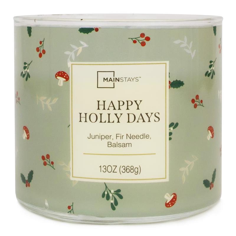 Mainstays 3-wick Happy Holly Days Candle, 13-Ounce Decor