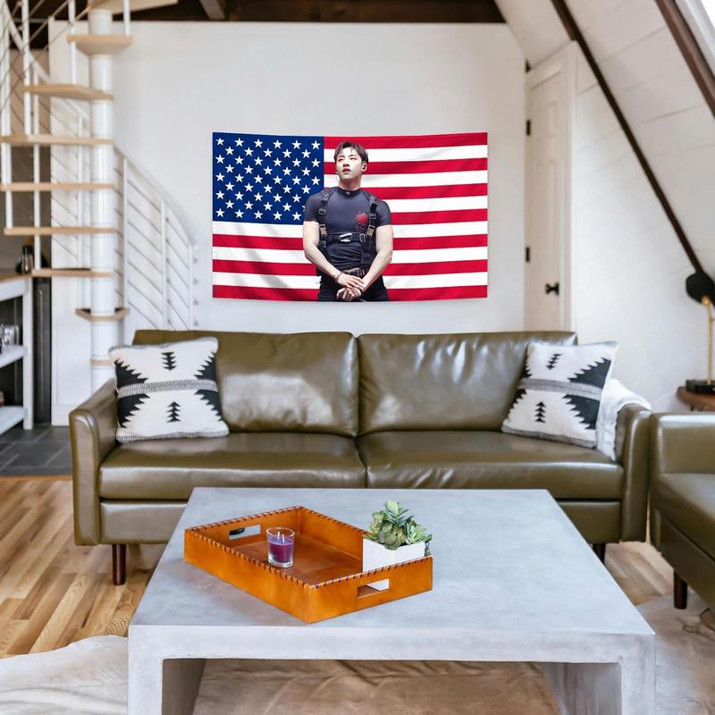 Stray Band Kids Bang Singer Chan American Flag 3X5 Feet Wall Tapestry Living Room University Dormitory Party Background Decoration Playground Indoor and Outdoor Decoration