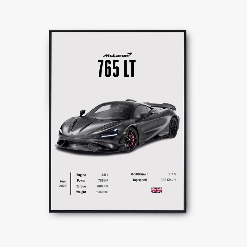 McLaren 765 LT Poster, McLaren Poster, Supercar Wall Art, Luxury Car Poster