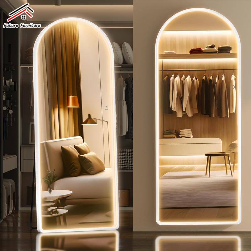 Full Length Mirror with Lights, Arched 63