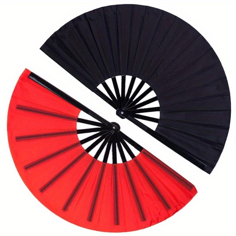 Large Folding Hand Fan, 2 Counts Vintage Retro Fabric Fans, Chinese Kung Fu Tai Chi Hand Fan for Men Women, Home Decor