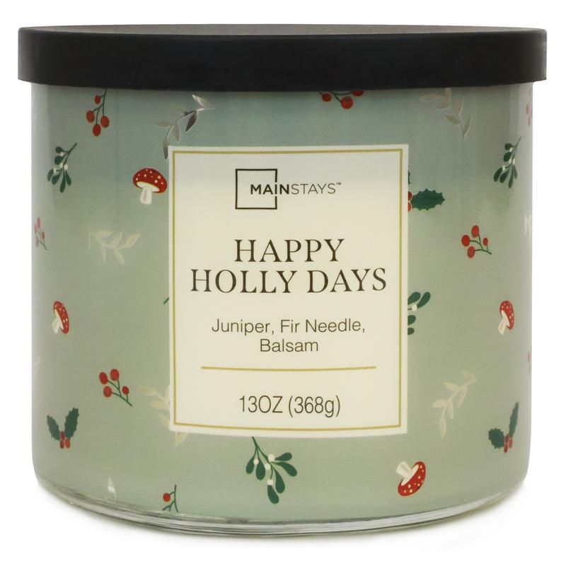 Mainstays 3-wick Happy Holly Days Candle, 13-Ounce Decor