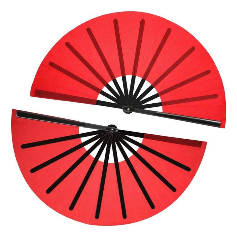 Large Folding Hand Fan, 2 Counts Vintage Retro Fabric Fans, Chinese Kung Fu Tai Chi Hand Fan for Men Women, Home Decor