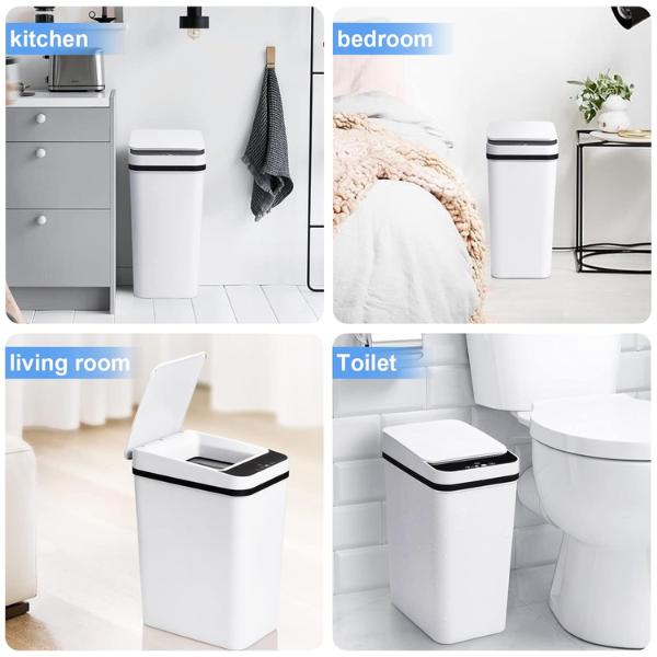 2 Pack 2.2 Gallon Bathroom Trash Cans With Lid Touchless Automatic Motion Sensor Small Slim Garbage Can