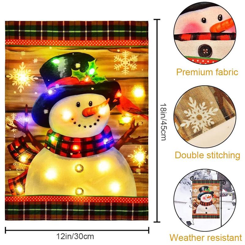 Solar Powered Snowman Christmas Tree Truck Design Garden Flag Decoration, 1 Count Solar Powered Flag Light without Stand, Outdoor Decorative Light for Garden, Yard, Lawn