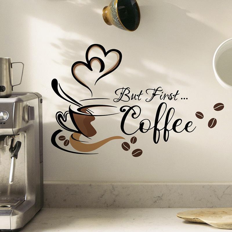 Coffee Letter Pattern Wall Sticker for Room Decor, Self Adhesive Wall Decal, Wall Decor, Decorative Sticker For Kitchen & Coffee