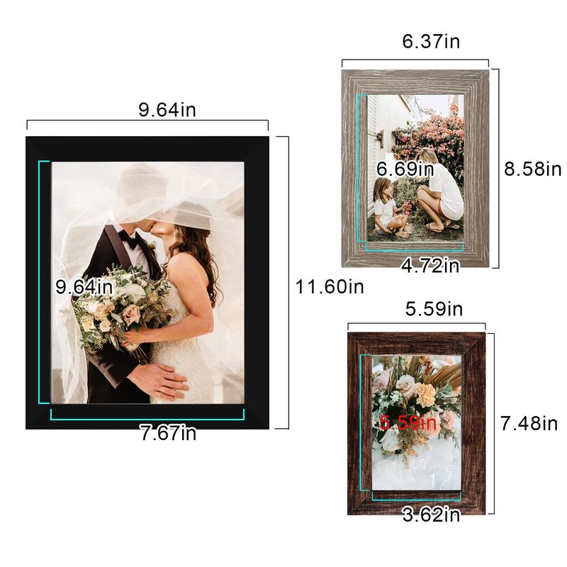 Picture Frame Set 10-Pack, Gallery Wall Frame Collage with 8x10 5x7 4x6 Frames in 3 Different Finishes Decor Photo Room Gift Wood