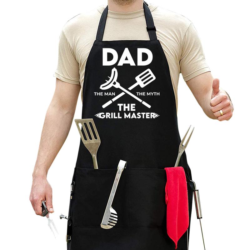 APRON DADDY Chef Apron - Dad The Man The Myth The Grill Master - Funny Dad Apron