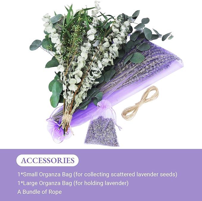 52pcs Eucalyptus for Shower, 3 Kinds Mix Eucalyptus Stems & Lavender Flowers Hanging, Fresh Eucalyptus Leaves for Shower Plants Hanging, Dried Eucalyptus Bundle for Home Bathroom Decor