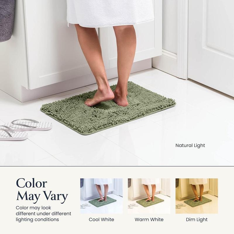 Bathroom Rugs Sets 2 count- Plush Bath Mat Set Quick-Dry Soft Chenille Bathroom Mat with Rubber Backing, Absorbent Bathroom Rug Set, Washable Bath Rugs for Bathroom- Bath Mats 24x17 + 30x20