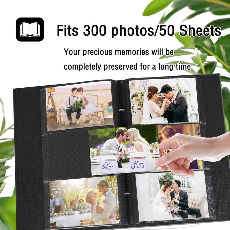 Photo Album 4x6 300 Photos, Extra Large Capacity Leather Cover Wedding Family Photo Albums Holds 300 Horizontal 4x6 Photos(Dark Green)