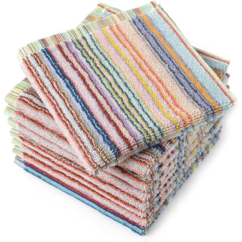 Kitchen Dishcloths for Washing Dishes, Ultra Absorbent Dish Rags, Cotton Cleaning Cloths Pack of 8, 12x12 Inches (Mix-1, 12x12 inch)