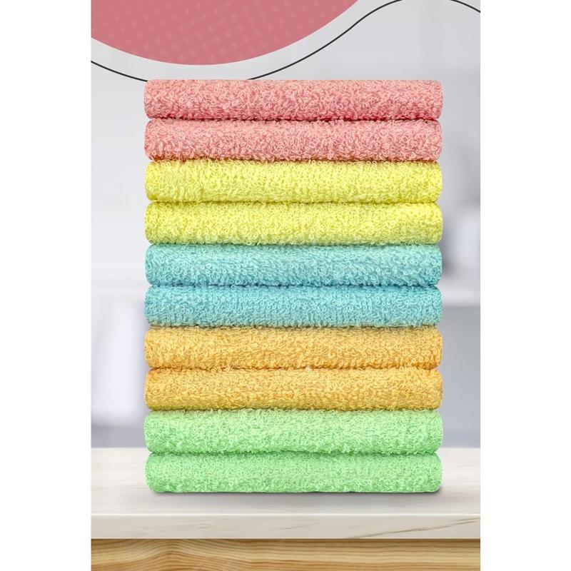 10 Pack Cotton Wash Cloth,Soft, 12 x 12 inch Absorbent, Machine Washable Washcloths, Assorted Colors (10 Pack)