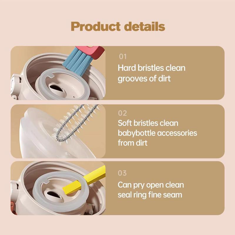 3 in 1 Cup Lid Cleaning Brush, 3 6 Counts Bottle Lid Cleaner Brush, Portable Cleaning Tools for Tiny Bottle Nursing Bottle Cup Lids