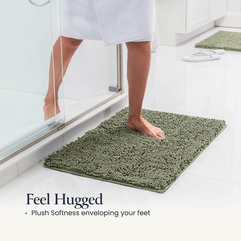 Bathroom Rugs Sets 2 count- Plush Bath Mat Set Quick-Dry Soft Chenille Bathroom Mat with Rubber Backing, Absorbent Bathroom Rug Set, Washable Bath Rugs for Bathroom- Bath Mats 24x17 + 30x20