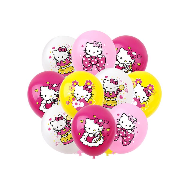 Hello kitty theme birthday party supplies KT cat flag banner balloon cake insertion decoration set