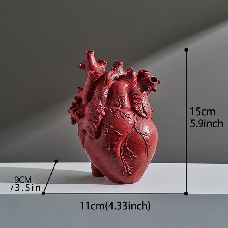 Heart Organ Design Flower Vase Table Decor, Creative Modern Resin Flower Vase, Summer Decor 2024, Decorative Vase for Home Office Decor, Fall Decor, Men Gifts