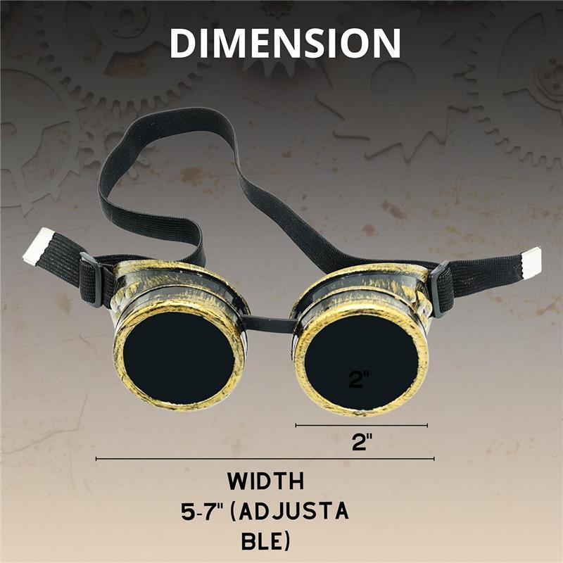 Halloween New Sell Vintage Steampunk Goggles Glasses Cosplay Punk Gothic Brass Color Steam Punk for Mad Scientist Halloween Costume Accessories