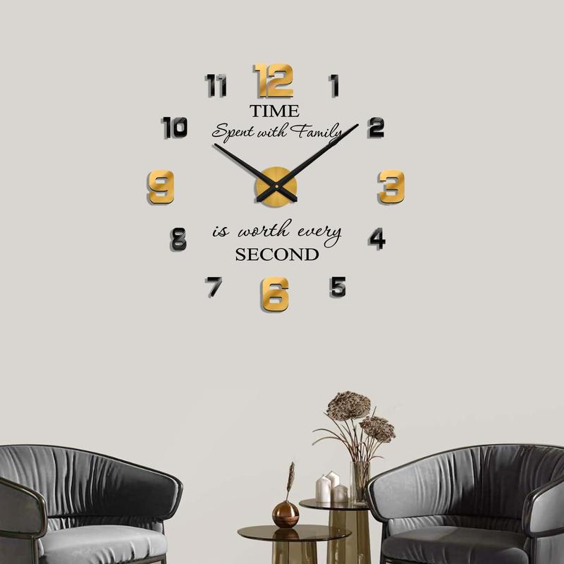 DIY 3D Frameless Silent Wall Clock without Battery, 1 Count Modern Wall Clock, Wall Decor for Home Living Room, Dining Room, Bedroom Decoration