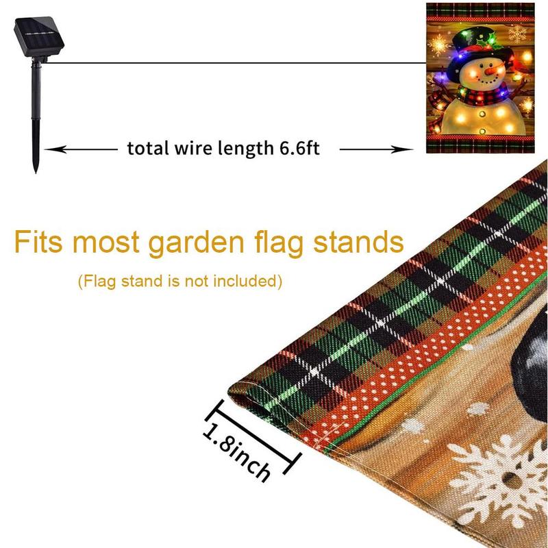 Solar Powered Snowman Christmas Tree Truck Design Garden Flag Decoration, 1 Count Solar Powered Flag Light without Stand, Outdoor Decorative Light for Garden, Yard, Lawn