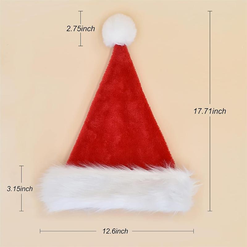 Adult Santa Hat Christmas Hat, Xmas Holiday Hat for Adults, Unisex , Double Layer Inner Soft Classic  Christmas and  Year Holiday Party Supplies