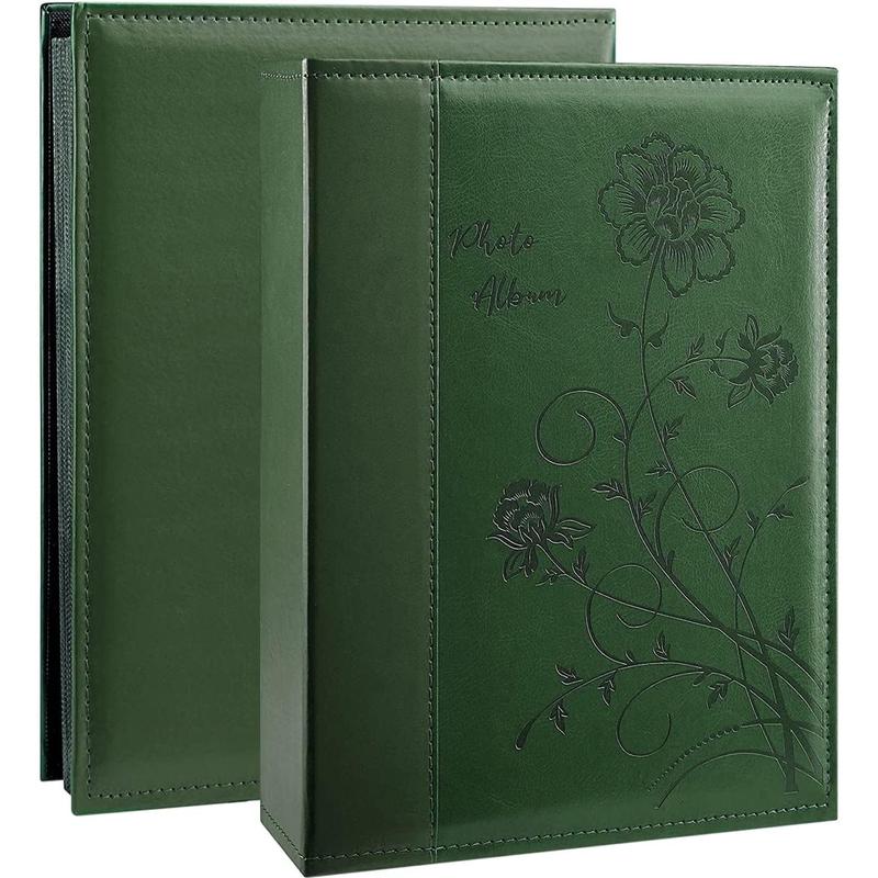 Photo Album 4x6 300 Photos, Extra Large Capacity Leather Cover Wedding Family Photo Albums Holds 300 Horizontal 4x6 Photos(Dark Green)