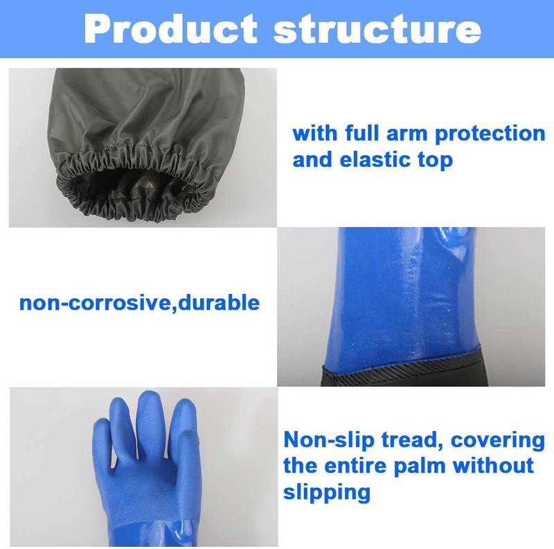 Long Rubber Gloves Elbow Length  Resistant Gloves with Cotton Lining  Gloves, 25 inches, Large