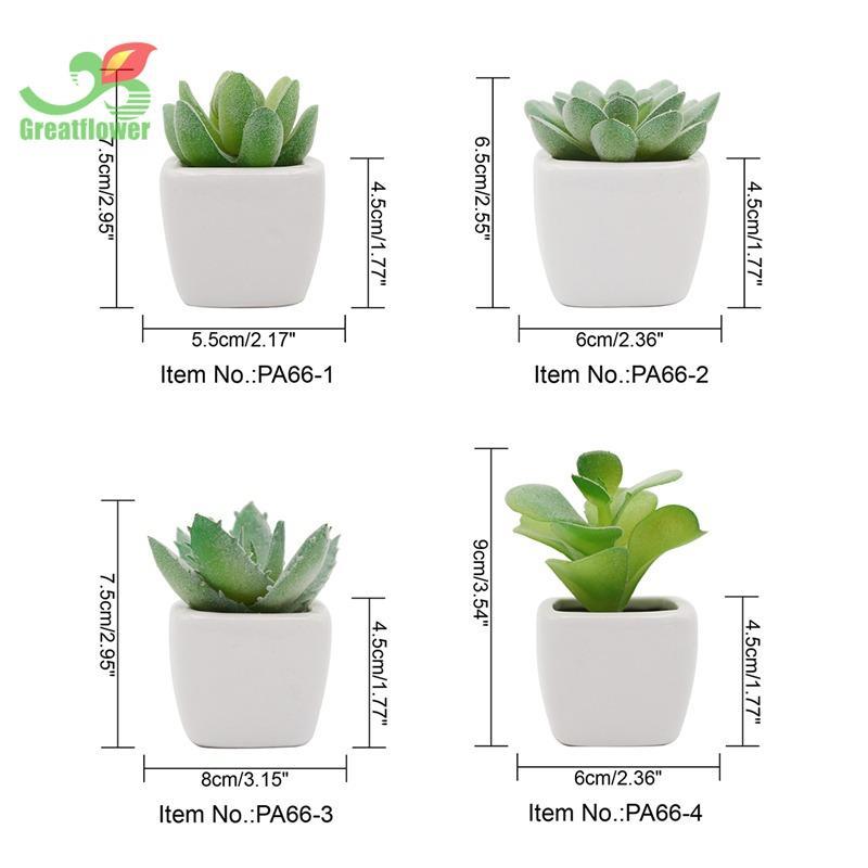 Artificial Potted Succulent, 4pcs Desktop Mini Decorative Simulation Plant Decoration, Mini Plastic Faux Bonsai Ornaments for Home Decor