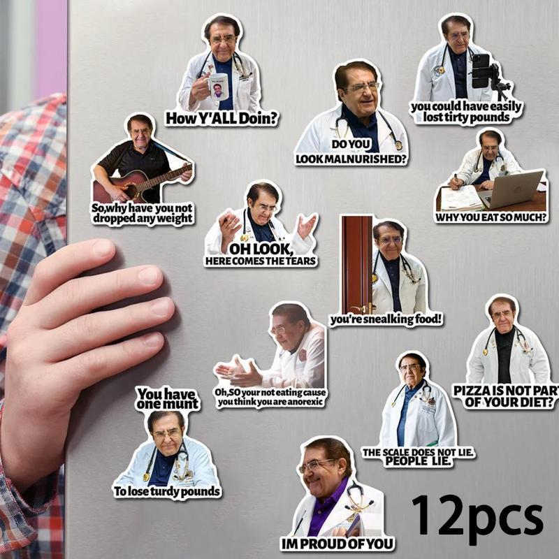 Dr. Nowzaradan Fridge Magnet, 12pcs set Funny Doctor Pattern Magnetic Fridge Sticker, Decorative Sticker for Home Kitchen Office