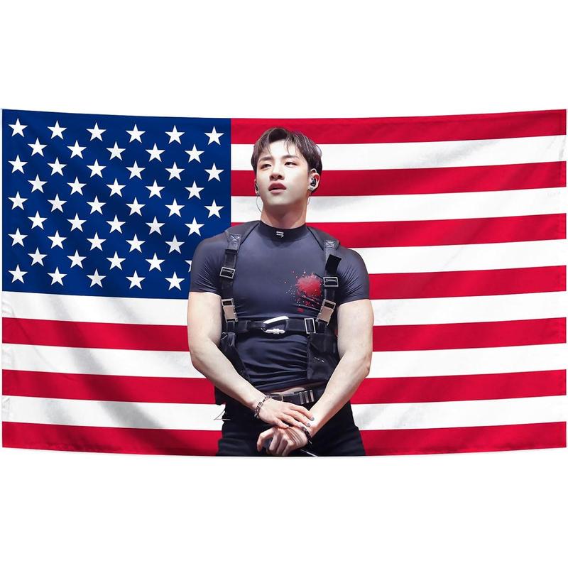 Stray Band Kids Bang Singer Chan American Flag 3X5 Feet Wall Tapestry Living Room University Dormitory Party Background Decoration Playground Indoor and Outdoor Decoration