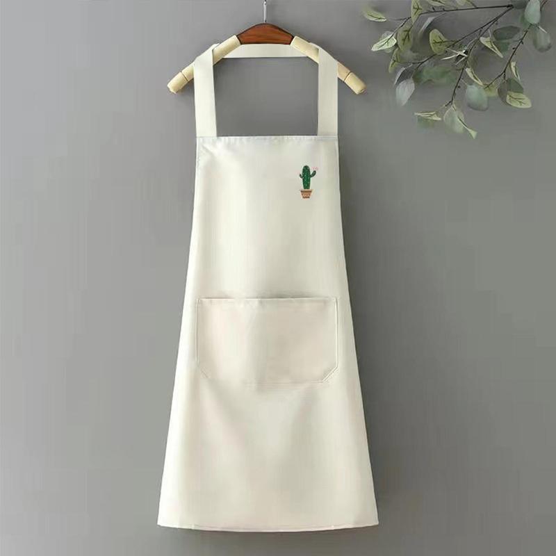 Cactus & Rainbow Pattern Apron, 2pcs Waterproof & Oil-proof Apron with Hand Pockets, Kitchen Cooking Apron for Men & Women