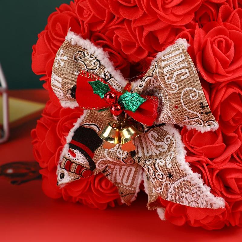 Christmas Artificial Rose Bear, 1 Count Creative Cute Bear Shaped Artificial Rose Bouquet, Boyfriend Gift Creative Decorative Flower for Home Party, Gift for Girlfriend