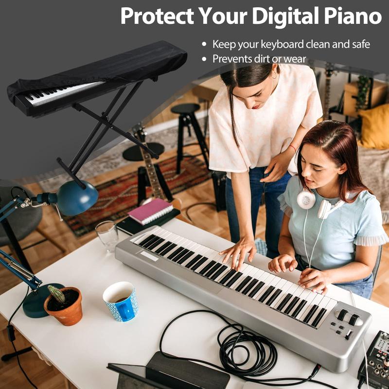 88 Keys Electric Piano Keyboard Dust Cover, Adjustable Electric Piano Keyboard Covers for Digital Electric Pianos, Full Cover Elastic Lock Music