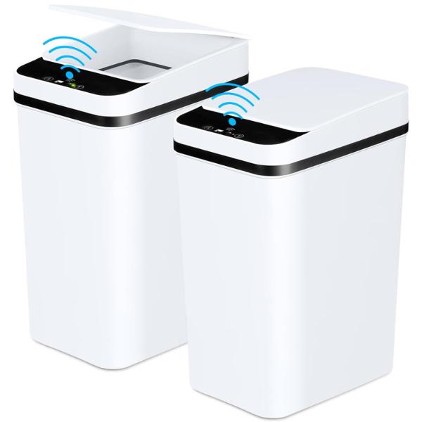 2 Pack 2.2 Gallon Bathroom Trash Cans With Lid Touchless Automatic Motion Sensor Small Slim Garbage Can